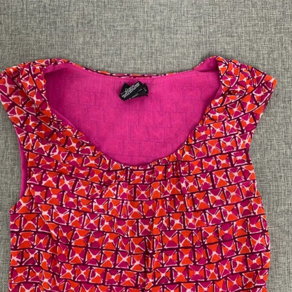 George Women's Sleeveless Blouse Magenta Orange 100% Nylon Small Round Neck - Picture 2 of 12